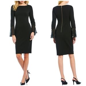 CALVIN KLEIN BELLS SLEEVE SHEATH DRESS